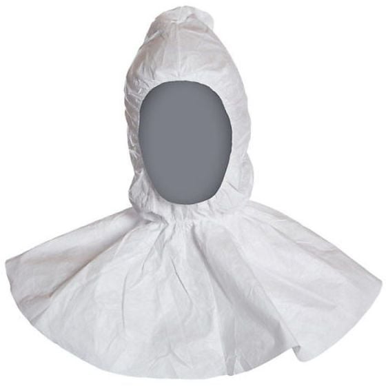 Tyvek Balaclava Hood with Flange Internal Seams Elasticated Face/Neck White