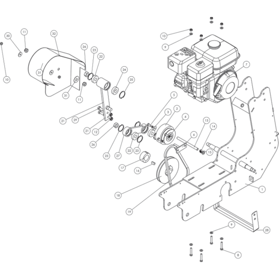 Right Hand Drivetrain Assembly for Camon TC07 Turf Cutters