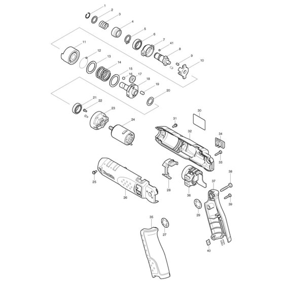 Complete Assembly for Makita TD020D 7.2V 1/4 Impact Driver