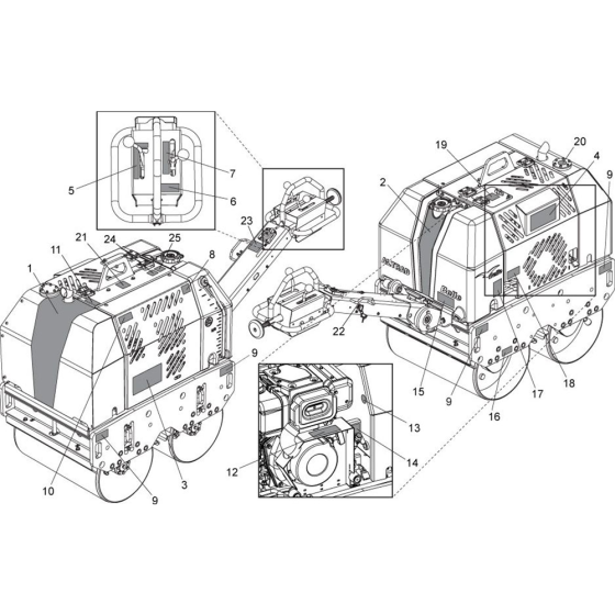 Decals Assembly for Belle TDX 650 Twin Drum Roller Vibrating Roller