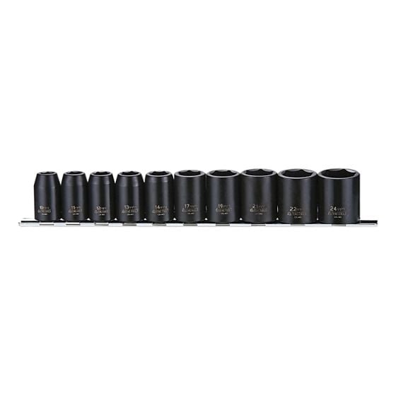 9121 Impact Socket Set of 10 Metric 1/2in Drive by Teng