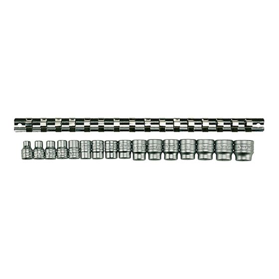 M3816 Socket Clip Rail Set of 16 Metric 3/8in Drive by Teng