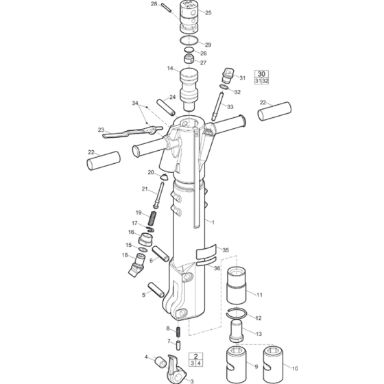 Main Assembly for Atlas Copco TEXP60 Breaker with Hex 28 x 160 from s/n PUN000001 onwards