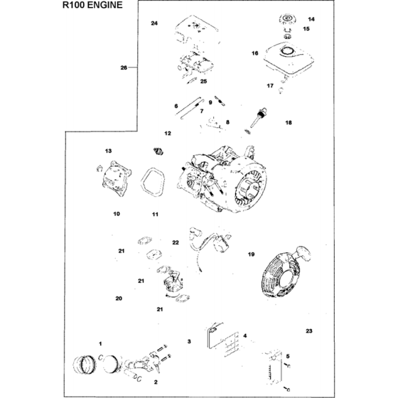 Engine Assembly for Husqvarna TF 120 Cultivator/Tiller