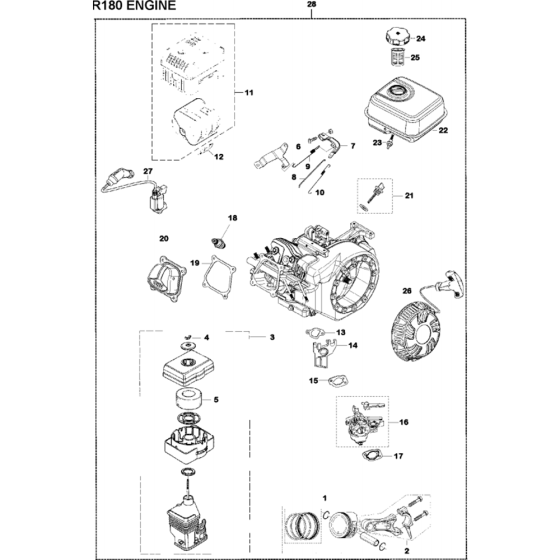 Cutting Blade Assembly for Husqvarna TF 325 Cultivator/Tiller