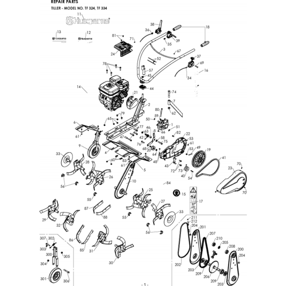 Product Complete Assembly for Husqvarna TF 334 Cultivator/Tiller