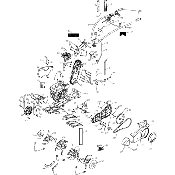 Product Complete Assembly for Husqvarna TF 536 Cultivator/Tiller