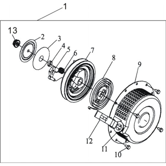 Starter Assembly for Husqvarna TF 545D Cultivator/Tiller