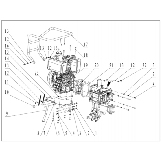 Engine Assembly for Husqvarna TF 545D Cultivator/Tiller