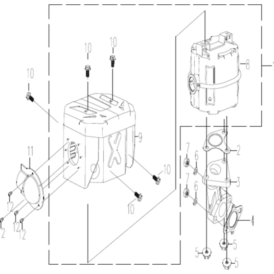 Muffler Assembly for Husqvarna TF 545P Cultivator/Tiller