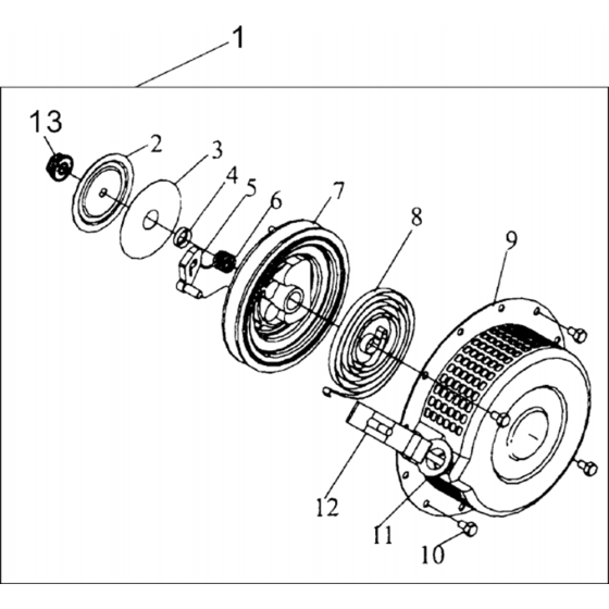 Starter Assembly for Husqvarna TF544 Cultivator/Tiller