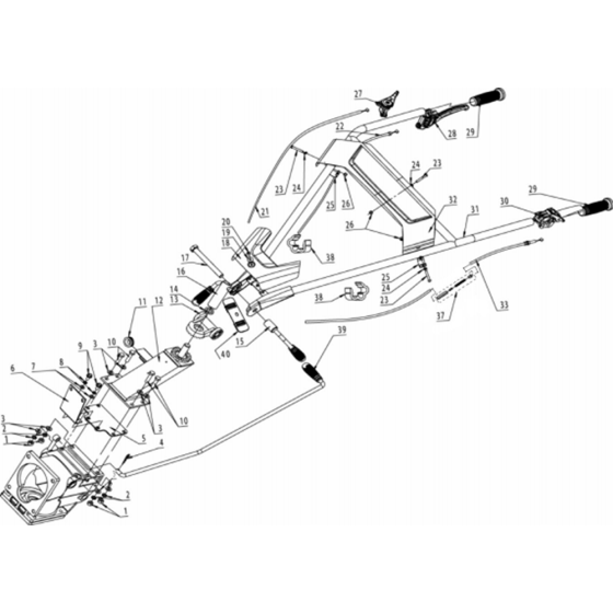 Handle & Controls Assembly for Husqvarna TF544 Cultivator/Tiller