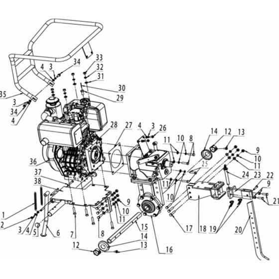 Mainframe Assembly for Husqvarna TF544 Cultivator/Tiller