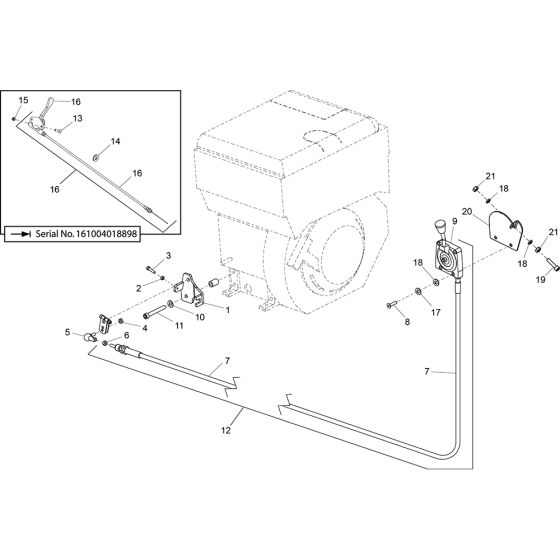 Throttle Cable Assembly for Altrad Belle RPC45 Reversible Plate (Hatz)