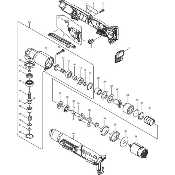 Main Assembly for Makita TL064DZ Cordless Angle Impact Driver