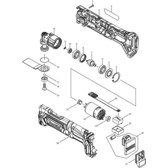 Main Assembly for Makita TM30DZ Cordless Multi Tools