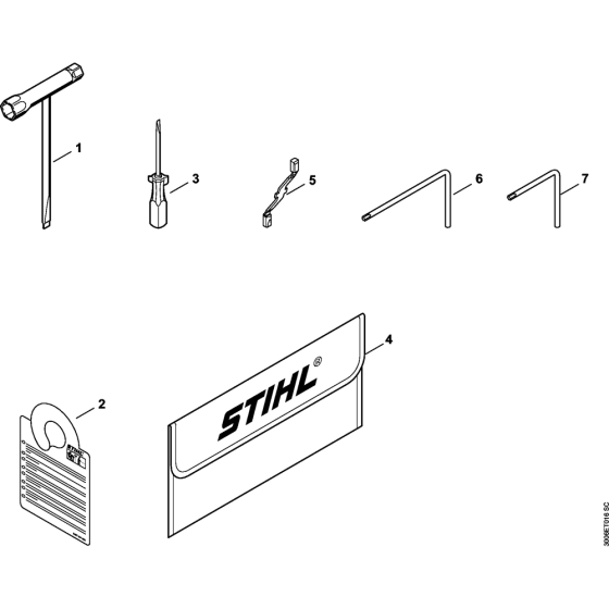 Tools & Extras Assembly for Stihl MS150TC Chainsaws