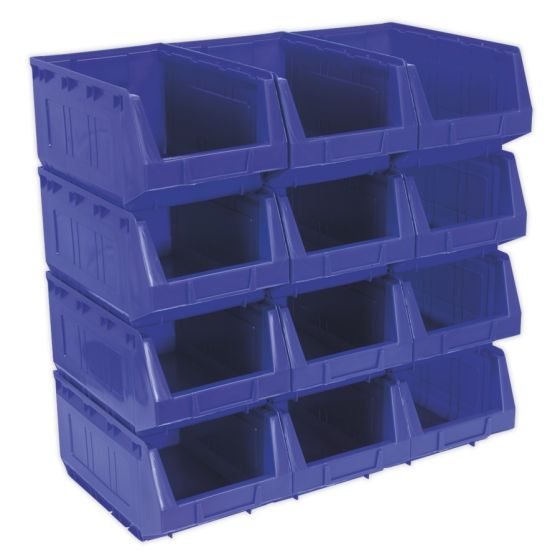 Plastic Storage Bin 210 x 355 x 165mm - Blue Pack of 12 Sealey Part No. TPS412B