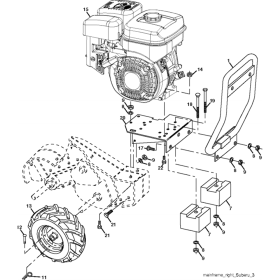 Mainframe, Right Side Assembly for Husqvarna TR 530 Cultivator/Tiller