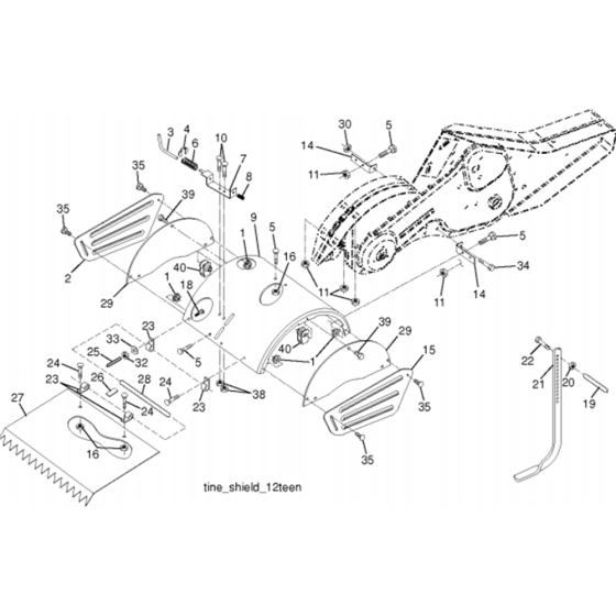 Tine Shield Assembly for Husqvarna TR 530 Cultivator/Tiller