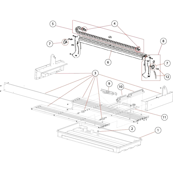 Table Assembly for Norton Clipper TR202 Tile Saw