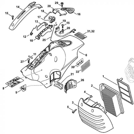 Shroud Assembly & Air Filter for Stihl TS410 TS420 Disc Cutters.