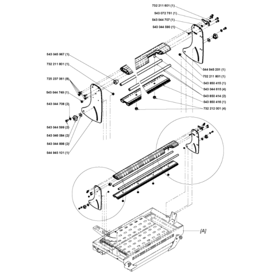 Rail Assembly for Husqvarna TS 73 R