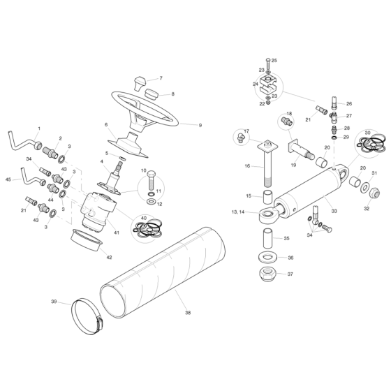 Steering for Benford Terex Mecalac TV1000 - TV1200 Rollers