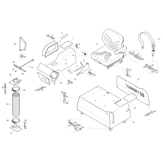 Seat Support - Grammer Seat for Benford Terex Mecalac TV1000 - TV1200 Rollers