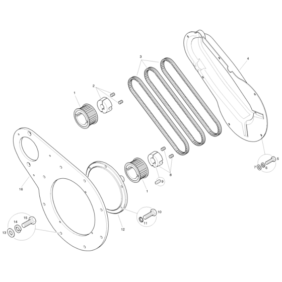 Belt Drive for Benford Terex Mecalac TV800 - TV900 Rollers