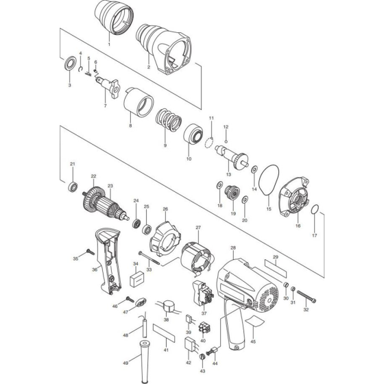 Main Assembly for Makita TW0350 Impact Wrench