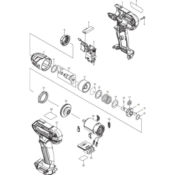 Main Assembly for Makita TW140DZ Impact Wrench