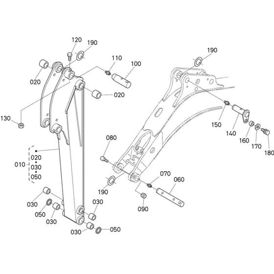 Dipper Arm Assembly for Kubota U10-3 Mini Excavator