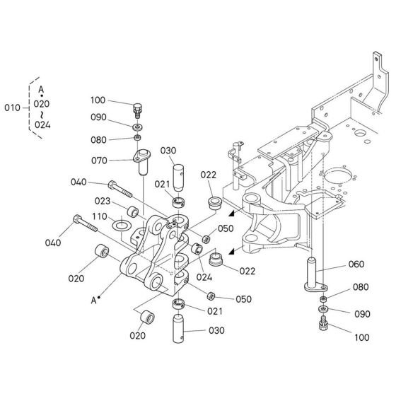 Kingpost Assembly for Kubota U10-3 Mini Excavator