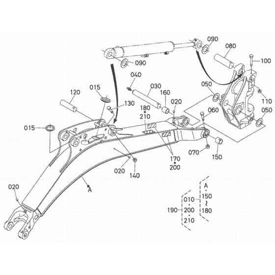 Boom Assembly for Kubota U15 Mini Excavator