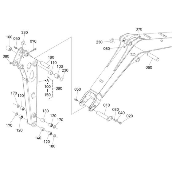 Dipper Arm Assembly for Kubota U20-3a Mini Excavator