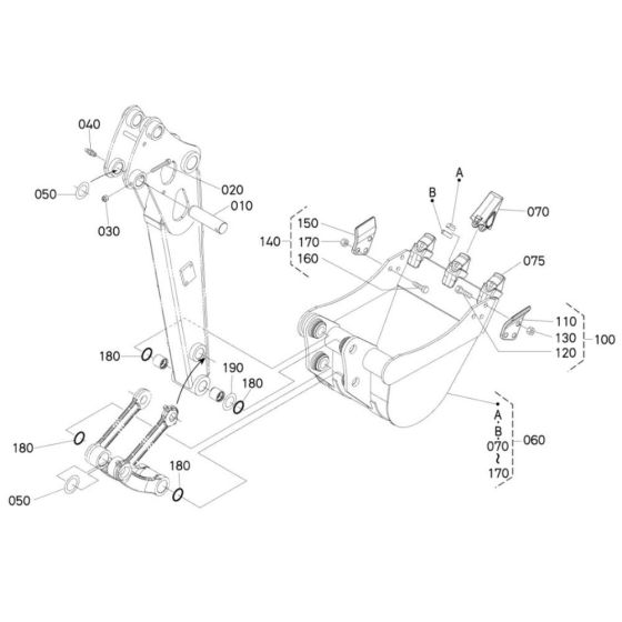 Bucket Assembly for Kubota U25-3a Mini Excavator