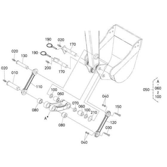 Bucket Link Assembly for Kubota U25-3a Mini Excavator