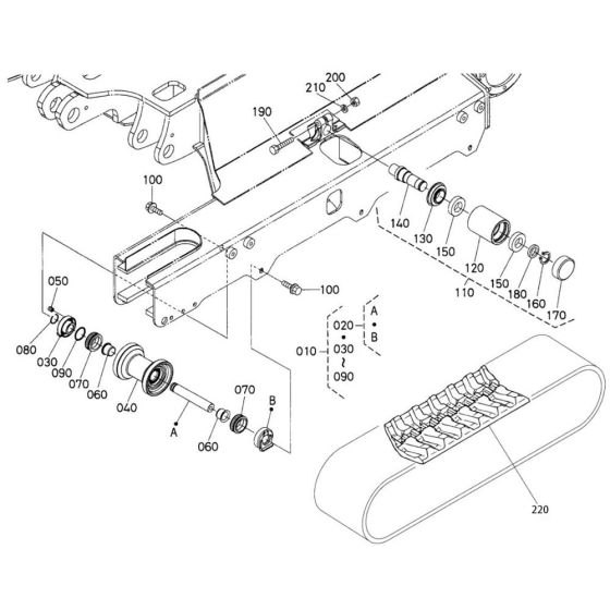 Track and Roller Assembly for Kubota U25-3a Mini Excavator