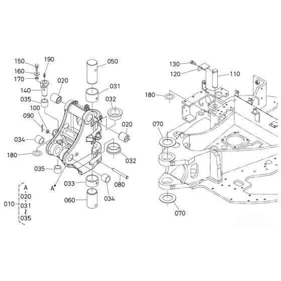 Kingpost Assembly for Kubota U25S Mini Excavator