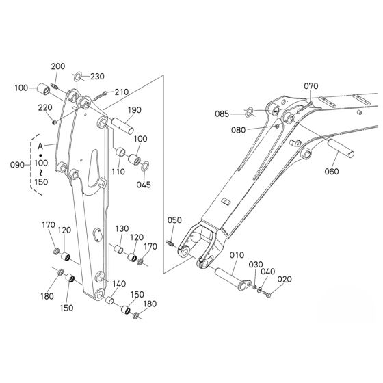 Dipper Arm Assembly for Kubota U25S Mini Excavator