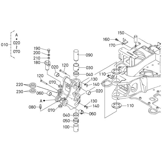 Kingpost Assembly for Kubota U27-4 Mini Excavators