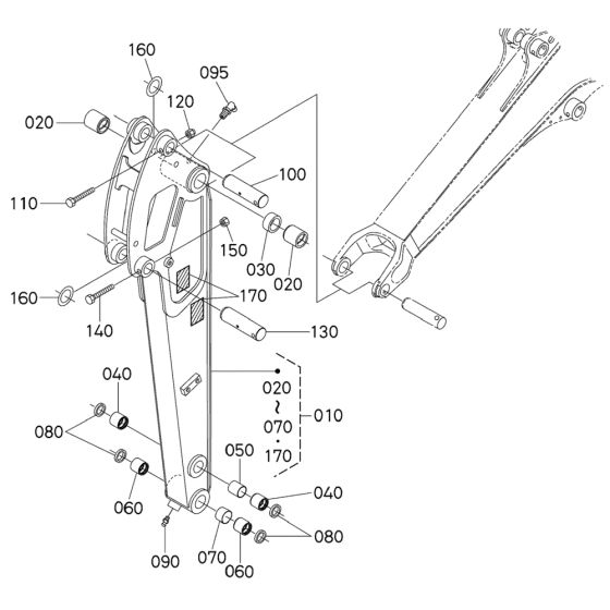 Dipper Arm Assembly for Kubota U27-4 Mini Excavators