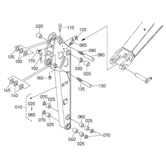 Dipper Arm Assembly for Kubota U30-5 Mini Excavator