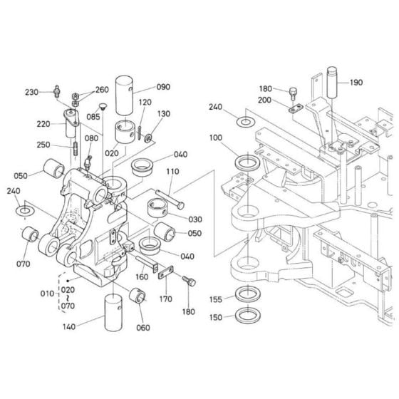 Kingpost Assembly for Kubota U30-5 Mini Excavator