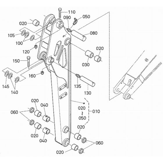 Dipper Arm Assembly for Kubota U27-4 Mini Excavators