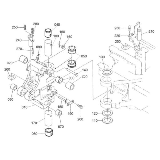 Kingpost Assembly for Kubota U35-3a Mini Excavator