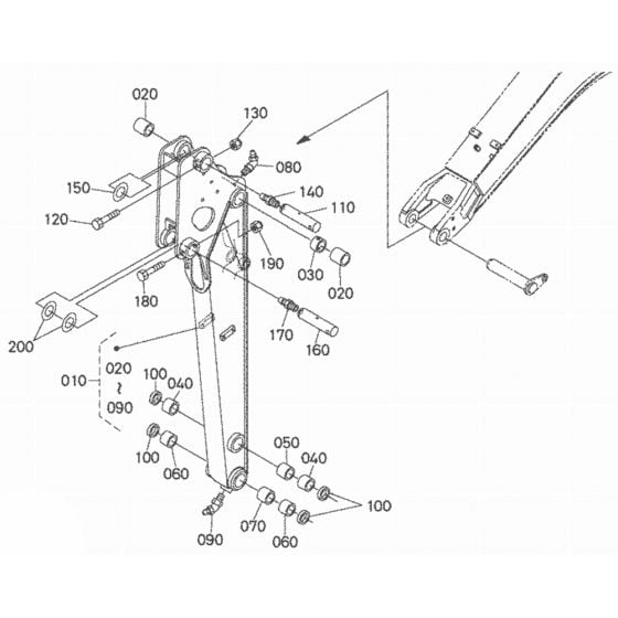 Dipper Arm Assembly for Kubota U35-4 Mini Excavator