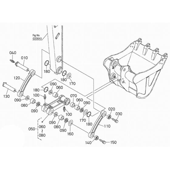 Dipper Arm/Bucket link for Kubota U35-4 Mini Excavator