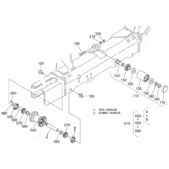 Track Roller Assembly for Kubota U27-4 Mini Excavators